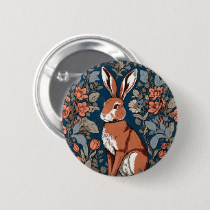 Sitzender Hase William Morris Inspiriert Floral Button