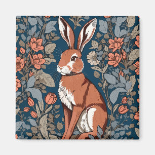 Sitzender Hase William Morris Inspirierte Blumenmu Magnet