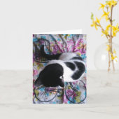 Sitzender hübscher Kitty Notecard Karte (Gelbe Blume)