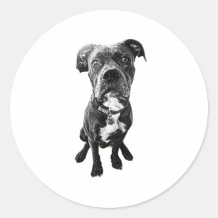 Sitzender Hund Aufkleber – Realistische Schwarz-We