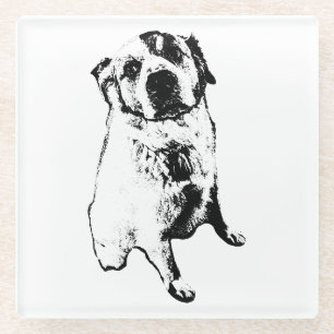 Sitzender Hund Linienkunst Untersetzer Beschreibun