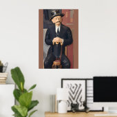 Sitzender Mann, auf einen Stock gestützt Poster (Heimbüro)