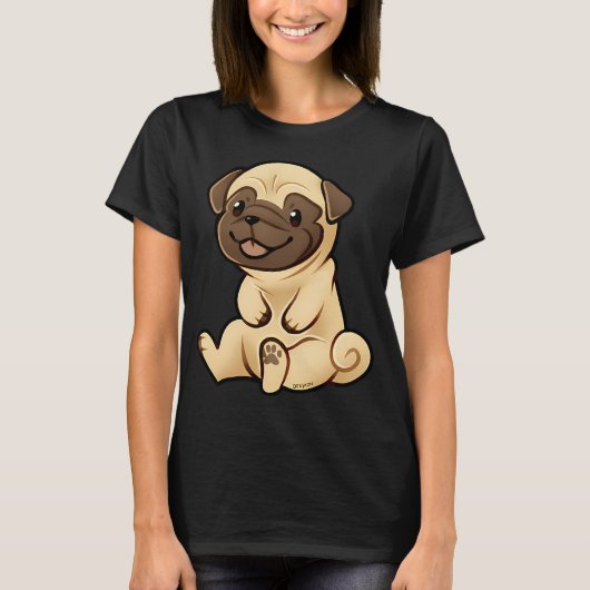 Sitzender Mops T-Shirt (Vorderseite)