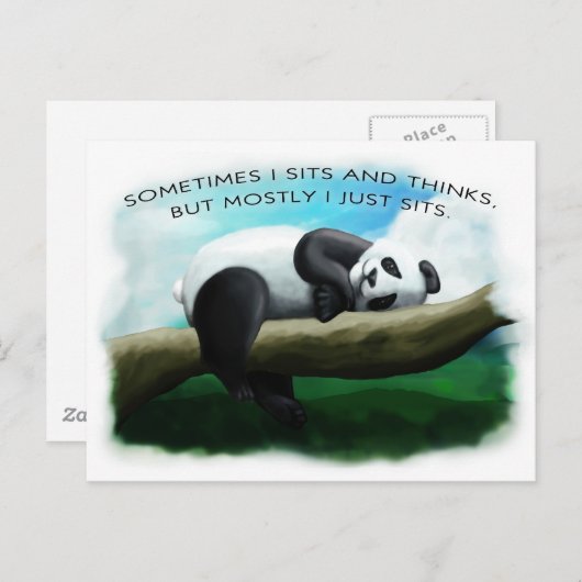 Sitzender Panda Postkarte (Vorne/Hinten)