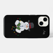 Sitzender Schneemann iPhone Hülle (Rückseite (Horizontal))