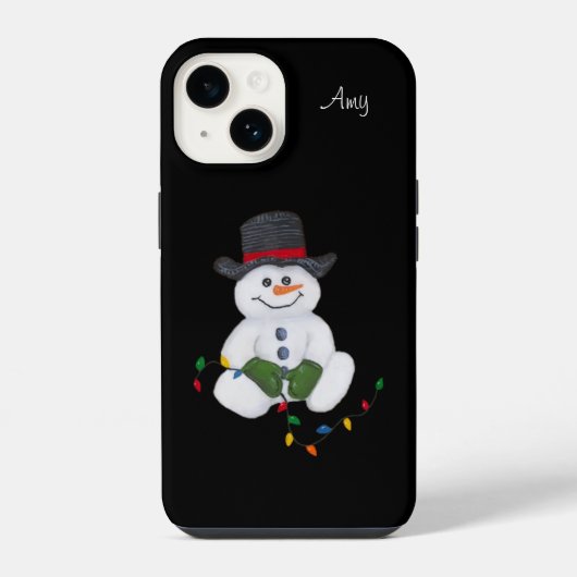 Sitzender Schneemann iPhone Hülle (Rückseite)