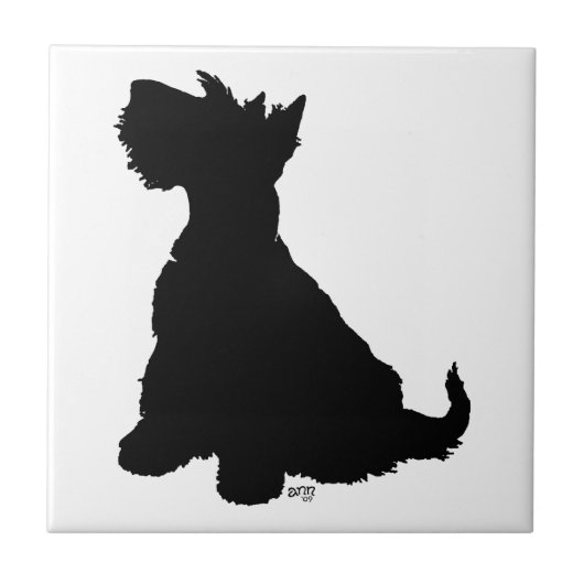 Sitzender Scottie-Hund Fliese (Vorderseite)