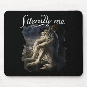 Sitzender Wolf buchstäblich ich Wolf lustig Dank M Mousepad
