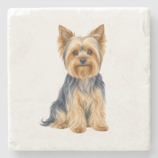 Sitzender Yorkshire Terrier Naturstein-Unterlage Steinuntersetzer