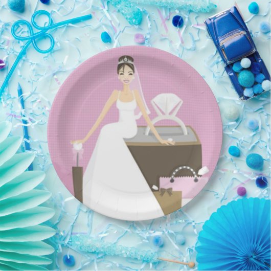 Sitzendes Braut-Brautparty Pappteller (Party)