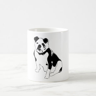Sitzendes Bulldoggen-Porträt Schwarz-Weiß-Kunstwer Kaffeetasse