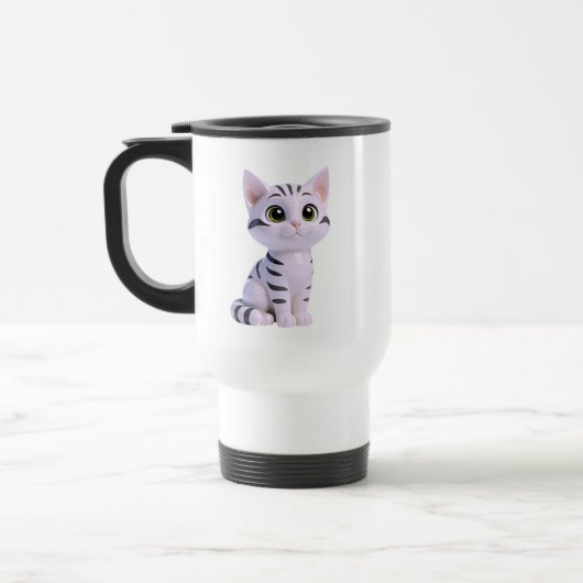 Sitzendes Tabby-Kätzchen Reisebecher (Links)