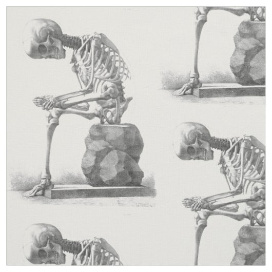 Sitzendes Vintages skeleton denkendes Gewebe Stoff (Muster)