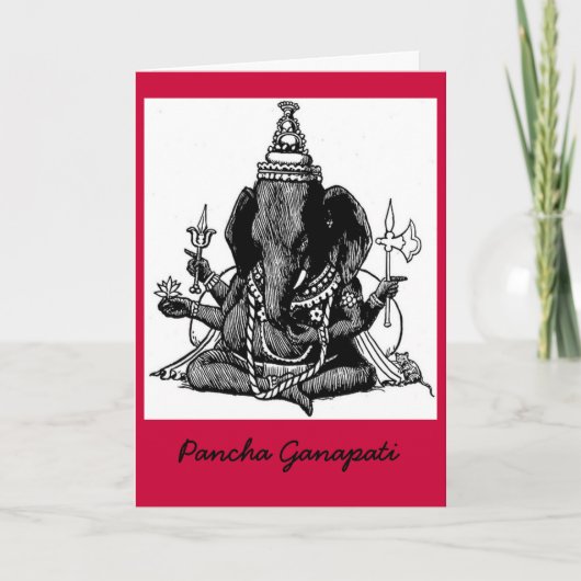 SitzGanesh Linie Zeichnen Feiertagskarte (Vorderseite)