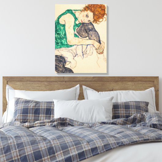 Sitzgelegene Frau mit Bent Knee, 1917 von Egon Sch Leinwanddruck (Insitu (Schlafzimmer))