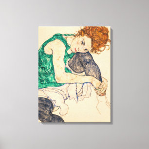 Sitzgelegene Frau mit Bent Knee, 1917 von Egon Sch Leinwanddruck