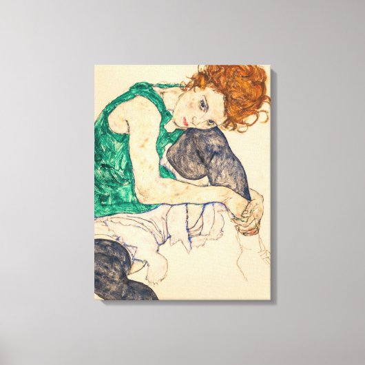 Sitzgelegene Frau mit Bent Knee, 1917 von Egon Sch Leinwanddruck (Vorderseite)