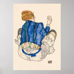 Sitzgelegene Frau, Rückseite (1917) von Egon Schie Poster