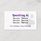 Sitzgelegenheiten auf zwei Seiten Visitenkarte (Rückseite)