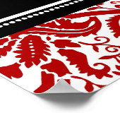 Sitzkarte 8 Tabellen Roter schwarzer Damast Poster (Ecke)