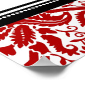 Sitzkarte 8 Tabellen Roter schwarzer Damast Poster (Ecke)