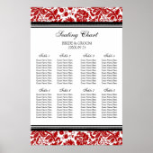 Sitzkarte 8 Tabellen Roter schwarzer Damast Poster (Vorne)
