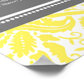 Sitzkarte Alphabetischer Gelber Damast Poster (Ecke)