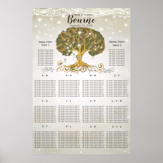 Sitzkarte aus Gold-Eichen Poster (Vorne)