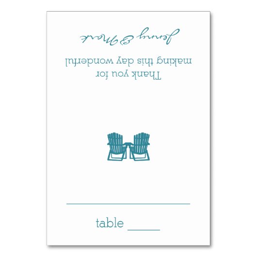 Sitzkarte für Adirondack Tischnummer (Vorderseite)