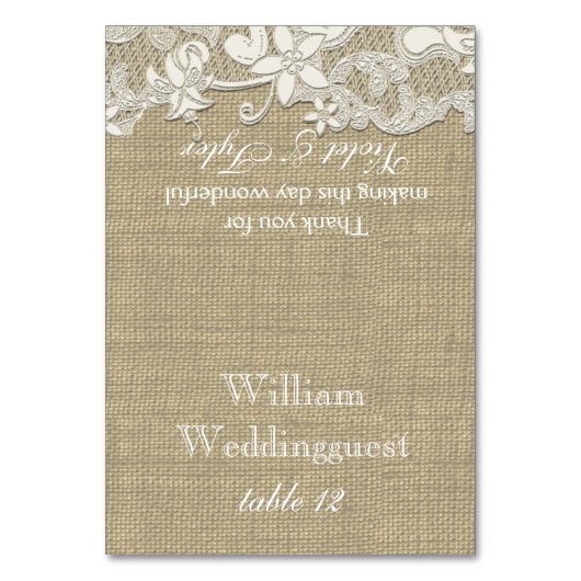 Sitzkarte für die Vintage Landfläche Tischnummer (Vorderseite)