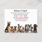 Sitzkarte für Haustiere Visitenkarte (Vorderseite)