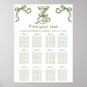 Sitzkarte für Martini-Brautpartys Poster (Vorne)