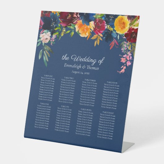 Sitzkarte mit hellen Farben Sockelschild (Vorderseite)