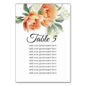 Sitzkarte Rustikale Korallenpfirsichgrüne Tischnummer (Vorderseite)