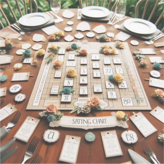 Sitzkarten-Aufkleber für die Zuweisung von Tabelle Aufkleber (Vorderseite)