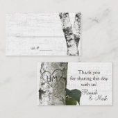 Sitzkarten für das Carved Heart Birch Tree Platzkarte (Vorne/Hinten)