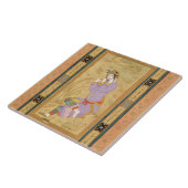 Sitzmädchen, das ihr Haar in ringlets, von t Fliese (Seite)