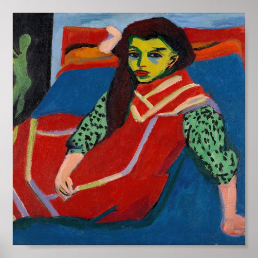 Sitzmädchen | Ernst Ludwig Kirchner Poster (Vorne)