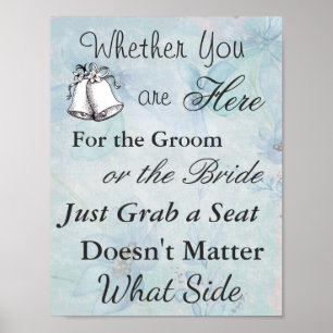 Sitzplakat für Hochzeiten, Vintages Blumenblau Poster