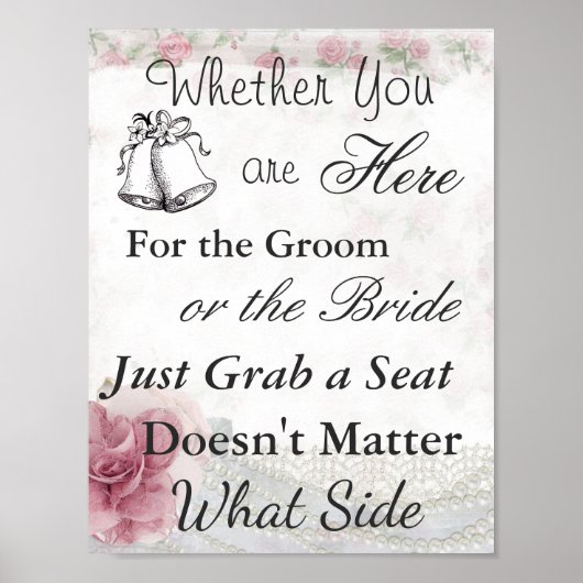 Sitzplakat für Hochzeiten, Vintages Blumenthema Poster (Vorne)