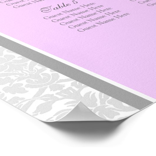 Sitzplan 10 Tabellen Lilac Gray Damask Poster (Ecke)
