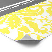 Sitzplan 10 Tische Gelber grauer Damast Poster (Ecke)