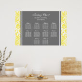 Sitzplan 10 Tische Gelber grauer Damast Poster (Küche)