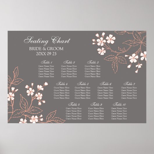 Sitzplan 10 Tische Graukorallenflora Poster (Vorne)