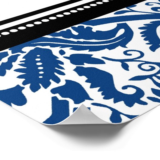 Sitzplan 12 Tabellen Schwarzer Damast Poster (Ecke)