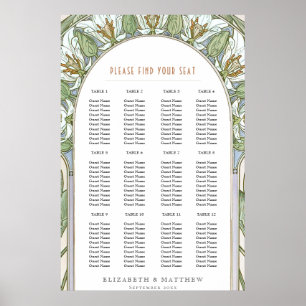 Sitzplan Birds of Paradise Vintage Hochzeit Poster