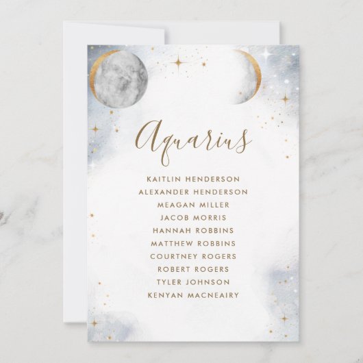 Sitzplan Celestial Table Name mit Gastnamen (Vorderseite)