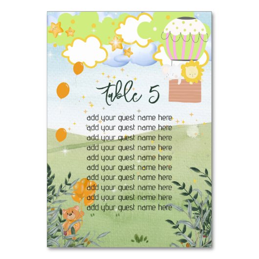 Sitzplan Das Abenteuer fängt neutrales Geschlecht Tischnummer (Vorderseite)