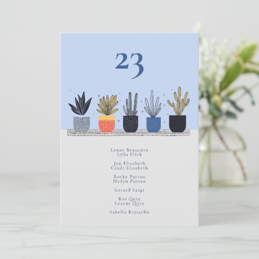 Sitzplan der botanischen Pflanze Tischnummer (Stehend Vorderseite)