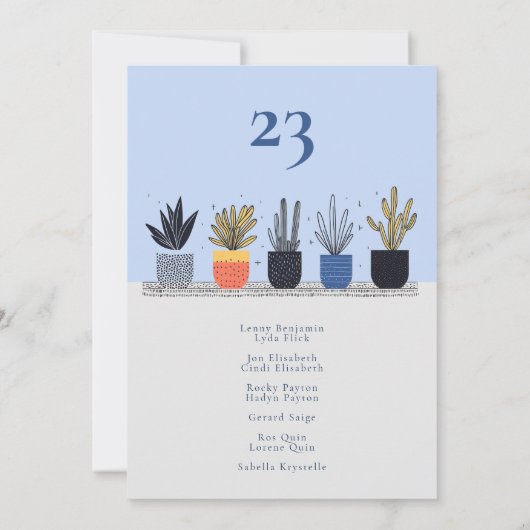 Sitzplan der botanischen Pflanze Tischnummer (Rückseite)